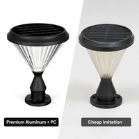 Lampe solaire extérieure pour poteau avec design minimaliste, haute luminosité, étanche, en aluminium, pour clôture extérieure