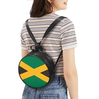Sac à dos circulaire imperméable en PU avec fermeture éclair et poche intérieure, imprimé drapeau national jamaïcain, marque Nice, pour femme, idéal pour les voyages
