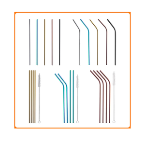 Bán Buôn Sinh Thái Thân Thiện Thẳng Cong Tái Sử Dụng 304 Thép Không Gỉ Rơm Bộ Uống Kim Loại Rơm - Product Image 2