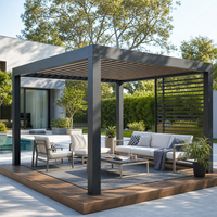Pergola bioclimatique motorisée en aluminium avec toit à lames orientables pour jardin, pavillon extérieur, serre