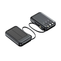 Batterie externe solaire 10000 mAh avec 4 câbles de charge intégrés, sortie USB, lampe torche LED et indicateur de batterie, chargeur portable pour l'extérieur