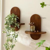 Étagère murale moderne en bois cintrée, design mid-century, étagères flottantes arc-en-ciel pour décoration intérieure, support pour plantes et ornements