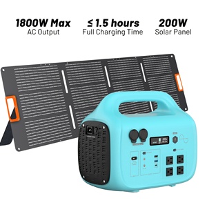 Máy phát điện cầm tay fecoda 1800Wpower + kịch bản Bảng điều khiển năng lượng mặt trời 200W sử dụng năng lượng hiển thị kỹ thuật số trực quan + Chế độ đa sạc - Product Image 2