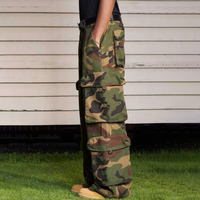 Cago Long coton sergé à impression personnalisée Baggy charpentier à jambes larges pantalon de travail tactique camouflage camouflage 8 poches Cargo pour hommes
