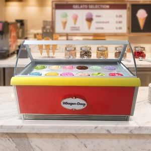 Congelador de helados <span class=keywords><strong>Haagen</strong></span>-<span class=keywords><strong>Dazs</strong></span> de una sola temperatura con enfriamiento por aire, logotipo personalizado y recipientes, 1 puerta, descongelación automática - Product Image 1