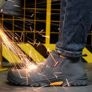 Bottes de sécurité pour soudeurs, résistantes à la chaleur, anti-étincelles, avec embout en acier anti-perforation, chaussures en cuir antidérapantes pour le soudage industriel - Product Image 2