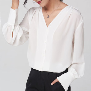 Weiches Elegantes Seiden-Crêpe-de-Chine-Hemd Mattes Seidenhemd für Damen - Product Image 2