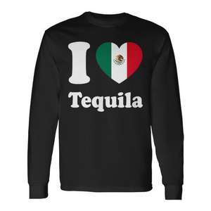 T-shirt à manches longues avec drapeau du Mexique, I Love Tequila - Product Image 1