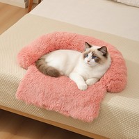 Coussin moelleux pour animaux de compagnie avec accoudoirs, tapis de couchage épais à poils longs pour chiens, antidérapant, lavable, pour petits, moyens et grands chiens, canapé d'intérieur