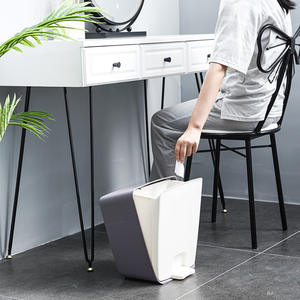 ถังขยะในครัวเรือนแบบหรูหรา ทนทาน รูปทรงสี่เหลี่ยมผืนผ้า พร้อมที่เหยียบเท้า ใช้งานได้หลากหลาย ช่องเปิดแบบเอียง สีฟ้า ขาว เหลือง - Product Image 2