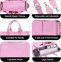 Grands sacs cabas en toile rose design avec bandoulière logo imprimé personnalisé bandoulière réglable amovible poignées poches latérales