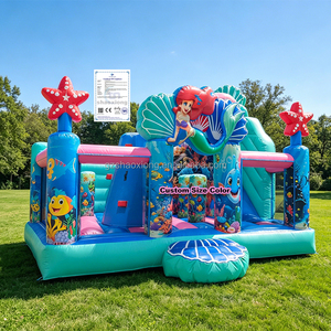 Château gonflable commercial combiné avec toboggan, thème sirène <span class=keywords><strong>de</strong></span> l'océan, avec souffleur - Product Image 1