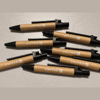 Stylo à bille écologique biodégradable 1,0 mm en plastique recyclé, papier kraft certifié FSC pour United Airlines Corporate