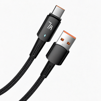 Kabel Pengisi Daya Cepat USB 2.0 ke Tipe C 7A, Kabel Data Berjaring untuk Ponsel Android, Tablet, dan Power Bank