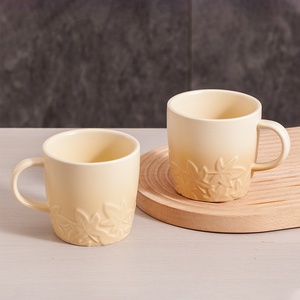 Cross-border Handmade High-value Custom Embossed Porcelain Mugs Home Use Large-capacity High Temperature Resistant Microwave - Product Image 2