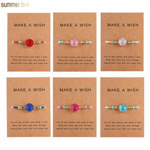 สร้อยข้อมือเชือกเคลือบขี้ผึ้ง6สีสำหรับผู้หญิงผู้ชาย,ทำด้วยมือบัตร <span class=keywords><strong>Wish</strong></span> Charm ลูกปัดสแตนเลส - Product Image 5