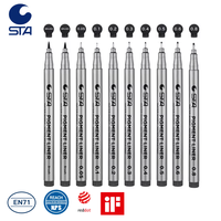 Stylos feutres permanents à pointe fine STA à base d'eau, marqueurs feutres pour étudiants, stylos de dessin artistique à pointe fine
