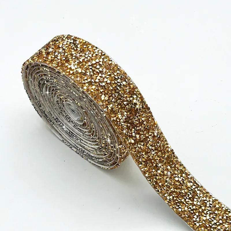 Jual obral Resin emas kristal berlian imitasi pita Jewely strip dekorasi DIY Trim berlian imitasi