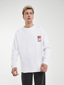 T-shirt pour homme à manches longues oversize décontracté avec motif imprimé respirant col rond Imperio Shop White Friends - Product Image 2