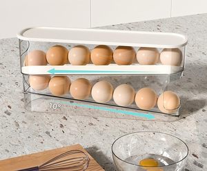 Refrigerator Rolling Egg Holder Dispenser Storage Box <b>Container</b> <b>Plastic</b> for Fridge - Product Image 3