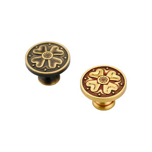 Lcedis Chinese Style Brass Cabinet <b>Knob</b> Round Single Hole Drawer Handle Hardware Furniture Accessories - Product Image 5