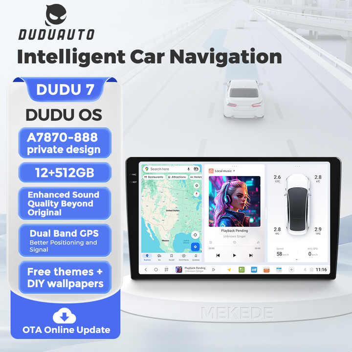 DUDUAUTO DUDU7 - Android 13 Car Radio with GPS & Multimedia