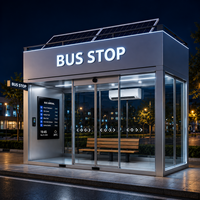 Abri de bus intelligent extérieur avec écran publicitaire LED, affichage d'informations publiques, structure en acier inoxydable, système de prévision météo, climatisé
