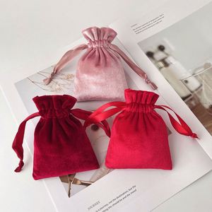 Sac à cordon en velours élastique, pochette de luxe pour bijoux, sac cadeau en velours extensible doux pour collier, bague, bracelet, emballage personnalisé avec logo - Product Image 5