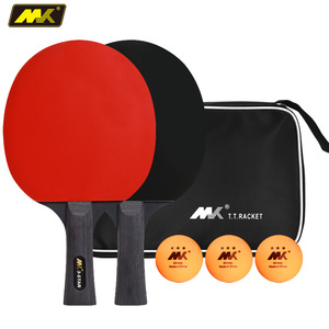 Raquettes de tennis de table Direct Sales MK <span class=keywords><strong>3</strong></span> étoiles pour la compétition, en peuplier, paire, poignée horizontale, caoutchouc à picots, trois balles - Product Image 2