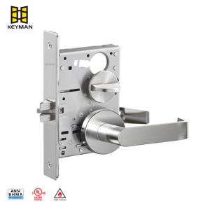 Ensemble de serrures à mortaise durables certifiées ANSI/ANSI <span class=keywords><strong>KEYMAN</strong></span> pour portes intérieures, poignée de porte de salle de bain avec bouton rotatif - Product Image 1