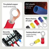 Konektor Listrik Seri CNXI RV Bersertifikat, Terminal Kabel Berlapis Timah, Terminal Cincin Tembaga Berisolasi PVC untuk Otomotif