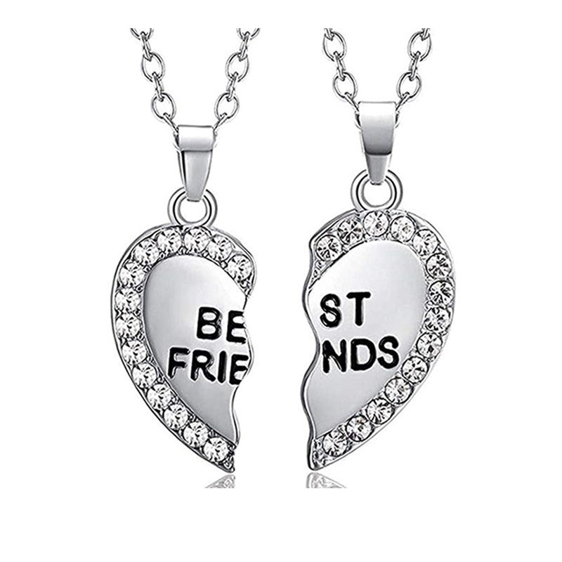 MJARTORIA Split Heart Best Friend Necklace Set - 2 Piece Stainless Steel 'Weirdo' Engraved Pendant Set, 18" Each - View #9