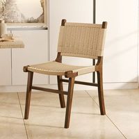Usine de gros cadre en bois massif tissé papier cordon siège rotin chaise de salle à manger pour la maison Restaurant café