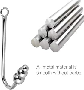 Masajeador de próstata BDSM, bola Anal de Metal de acero inoxidable, dilatador, gancho Anal con 3 bolas, cuentas anales - Product Image 4