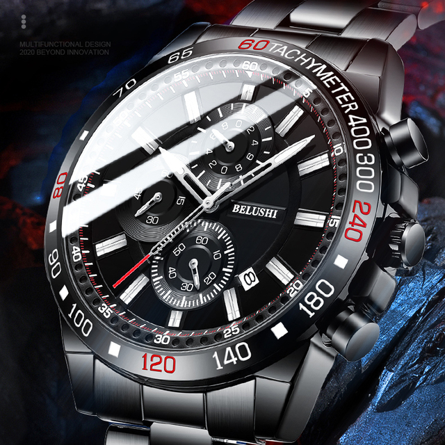 OEM logo New Mens Watches Top Luxury Brand Sport Waterproof Chronograph Stainless Steel Quartz Watch Men Relogio Masculino