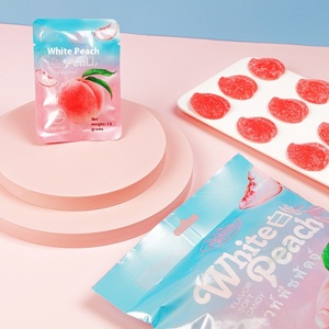 Marshmallow Ricoperto <span class=keywords><strong>di</strong></span> Succo <span class=keywords><strong>di</strong></span> <span class=keywords><strong>Frutta</strong></span> al Gusto <span class=keywords><strong>di</strong></span> Pesca Bianca <span class=keywords><strong>e</strong></span> Menta, Snack Dolce da 300g, Marca Sweet Pole, Confezionato - Product Image 5