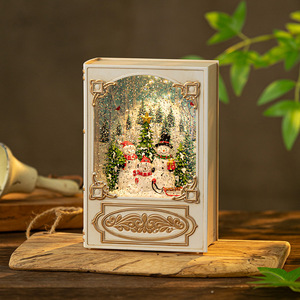 Dropshipping Shopify Christmas Book Night <b>Light</b> Santa Music Box Snowfall Snow <b>Globe</b> Decoration Gift Ornament - Product Image 4