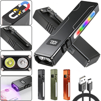 Linterna Portátil Recargable RGB con Clip Magnético, 1000 Lúmenes, con LED Blanco y UV, Linterna de Largo Alcance, Linterna EDC