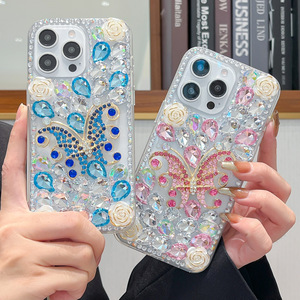 เคสโทรศัพท์มือถือ iPhone 17 ซีรีส์ ประดับเพชรคริสตัลรูปผีเสื้อและดอกไม้ งานแฮนด์เมด หรูหรา วิบวับ ขายส่ง - Product Image 2