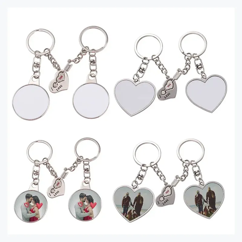 Sublimation I LOVE YOU couple circle double-sided keychains Valentine's Day Couple Key Chain