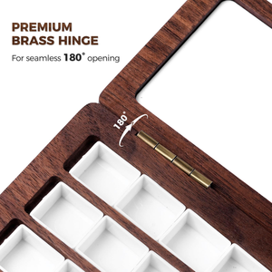 Boîte à aquarelle en <span class=keywords><strong>bois</strong></span> de noyer avec couvercle, 24 compartiments amovibles pour demi-palettes, boîte d'artisanat en <span class=keywords><strong>bois</strong></span> avec pinceaux de voyage pour la peinture - Product Image 5