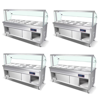 Table chauffante et isolante pour aliments Lyroe, autonome, commerciale, avec couvercle en verre pour l'isolation des cantines