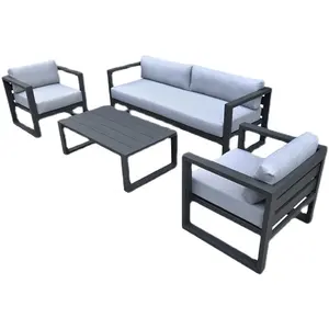 Juego de mesa y silla de aluminio para exterior, muebles de jardín, Patio, conjunto de sofá, directa de fábrica, 4 Uds.