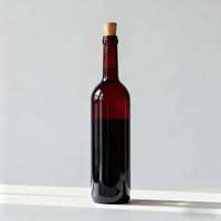 Bouteille en verre portable de haute qualité vide, cylindrique, ambrée/transparente, pour jus/vin/bière/vin rouge, en stock, bouteille en verre pour jus