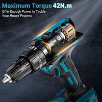 LEEIKOO Perceuse sans fil 21V 2.0Ah 42N.m LED projets de bricolage 25 + 3 réglages de couple 20 accessoires 2 vitesses 2.0Ah 42N.m