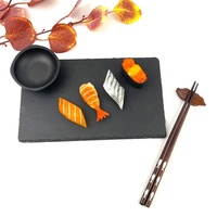 Service de table en ardoise à Sushi personnalisé avec baguettes en bois et plat en mélamine service de table de Restaurant coffret cadeau