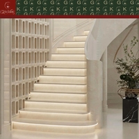 Escalier en marbre blanc Aran GOLDKING, pierre blanche pour villas, hôtels, maisons de luxe, projets commerciaux, fourniture de dalles découpées sur mesure