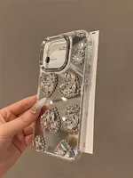 Coque de téléphone de luxe brillante en forme de cœur avec miroir pour iPhone 18 17 16 15 Pro Max 16 Pro 13 11 12, en acrylique scintillant avec strass