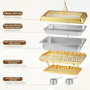 Di lusso 9L oro Cheffing piatti divisi interno in acciaio inossidabile scaldare il cibo caldo Catering Set Wedding Buffet Server - Product Image 3