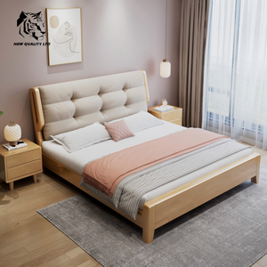 Fournisseur direct d'usine, prix le plus bas, OEM ODM, stock important prêt à être expédié, lit double, nouveau design, meubles de chambre à coucher, lit king size en bois. - Product Image 2